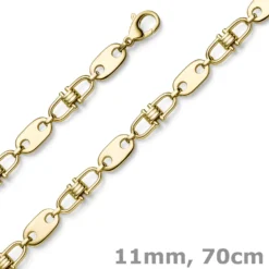 11mm Platte-Steigbügel Kette Collier Halskette aus 585 Gold Gelbgold massiv 70cm