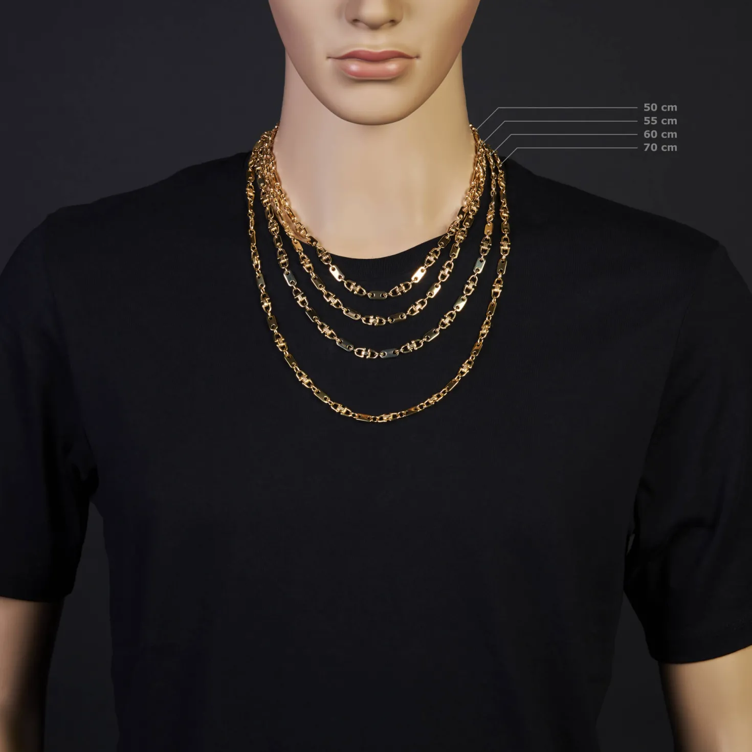 5,5mm Platte-Steigbügel Kette Collier Halskette, 585 Gold Gelbgold, 60cm