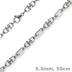 5,5mm Platte-Steigbügel Kette Collier Halskette aus 585 Gold Weißgold 55cm