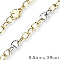9,5mm Ringel-Armband Armkette aus 585 Gold Gelbgold Weißgold bicolor 19cm