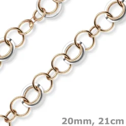 20mm Ringkette Phantasie-Armband Armkette aus 585 Gold Weißgold Rotgold 21cm