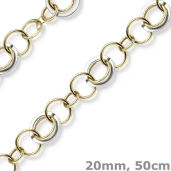 20mm Ringkette Phantasie-Kette Halskette aus 585 Gold Gelbgold Weißgold 50cm