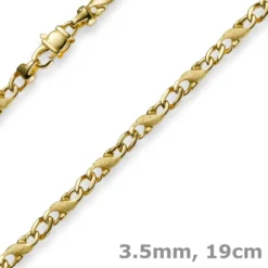 3,5mm Rockwell Armband Armkette, 585 Gold Gelbgold, 19cm, mattiert