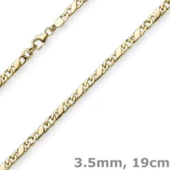 3,5mm Rockwellarmband Armkette Armschmuck, 585 Gold Gelbgold, glänzend, 19cm