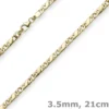 3,5mm Rockwellarmband Armkette Armschmuck, 585 Gold Gelbgold, glänzend, 21cm