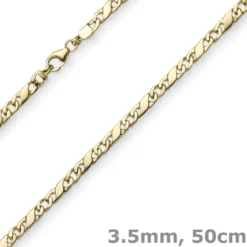 3,5mm Rockwellkette Kette Collier Halskette, 585 Gold Gelbgold, glänzend, 50cm