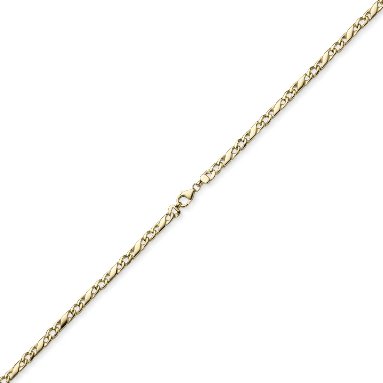 5mm Rockwellkette Kette Collier Halskette, 585 Gold Gelbgold, glänzend, 50cm