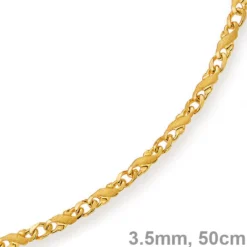 3,5mm Rockwellkette Kette Collier matt, 585 Gold Gelbgold, 50cm