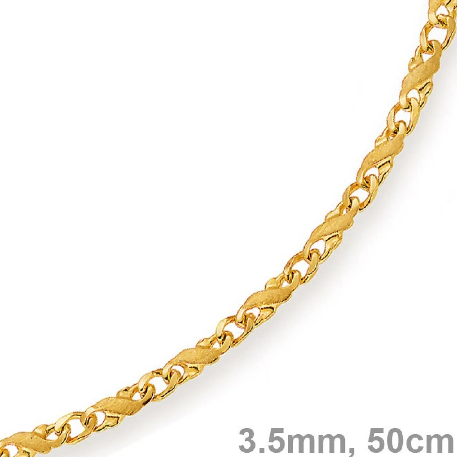 3,5mm Rockwellkette Kette Collier matt, 585 Gold Gelbgold, 50cm