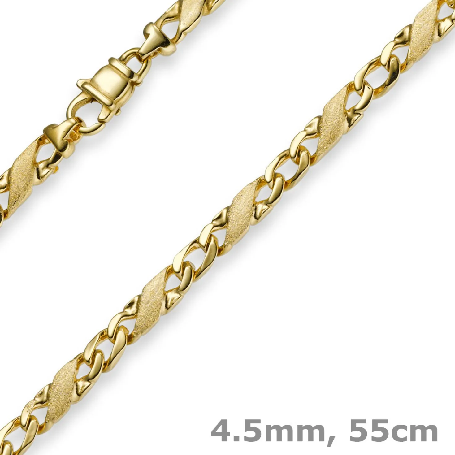 4,5mm Rockwellkette X-Panzerkette Collier 585 Gelbgold matt/glänzend 55cm Unisex