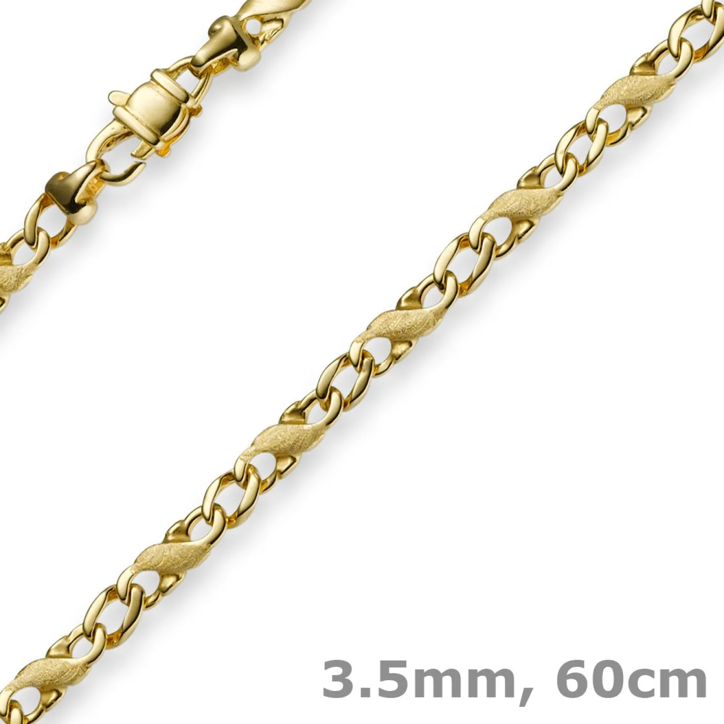 3,5mm Rockwellkette X-Panzerkette Collier teilmattiert 585 Gelbgold 60cm Unisex