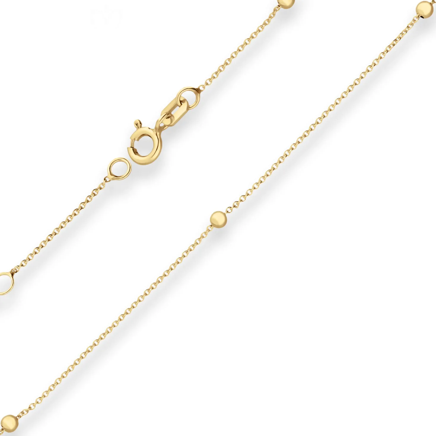 1mm Rund-Ankerkette Armband Kugel aus 585 Gold Gelbgold 19cm mit Zwischenöse