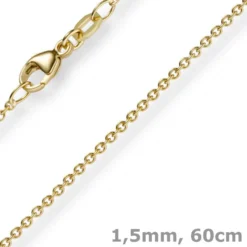 1,5mm Rund-Ankerkette aus 750 Gold Gelbgold Kette Collier Halskette, 60cm