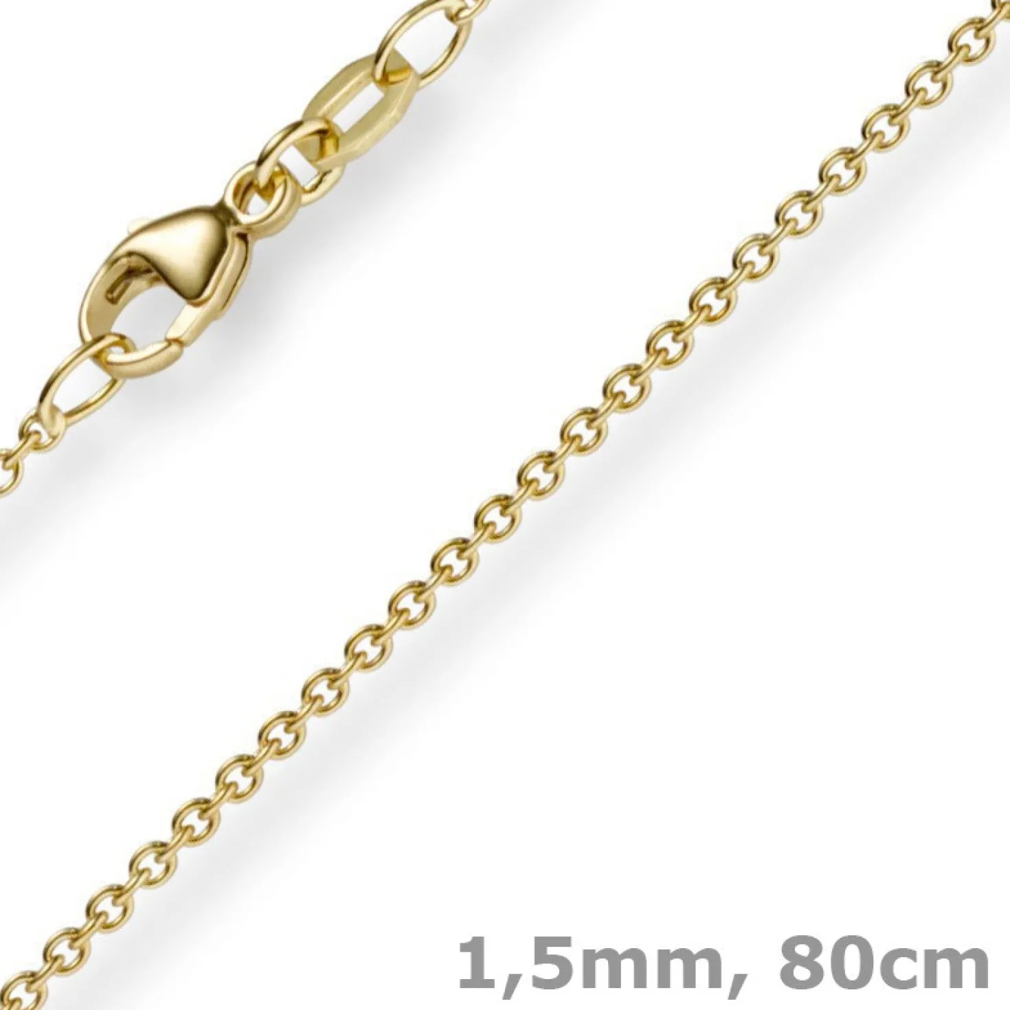 1,5mm Rund-Ankerkette aus 750 Gold Gelbgold Kette Collier Halskette, 80cm