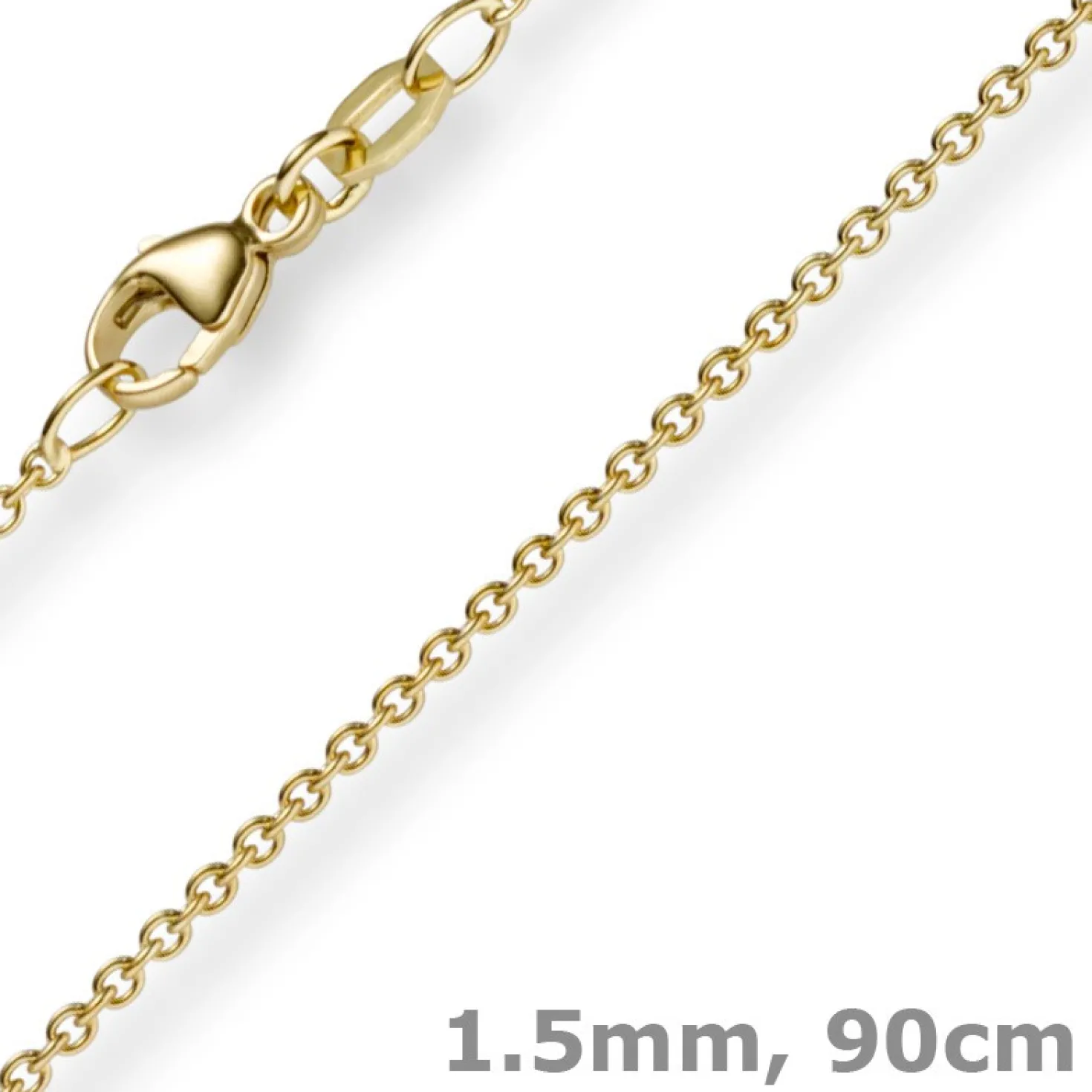 1,5mm Rund-Ankerkette aus 585 Gold Gelbgold Kette Collier Halskette, 90cm