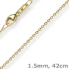 1,5mm Rund-Ankerkette aus 585 Gold Gelbgold Kette Collier Halskette, 42cm
