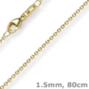 1,5mm Rund-Ankerkette aus 585 Gold Gelbgold Kette Collier Halskette, 80cm