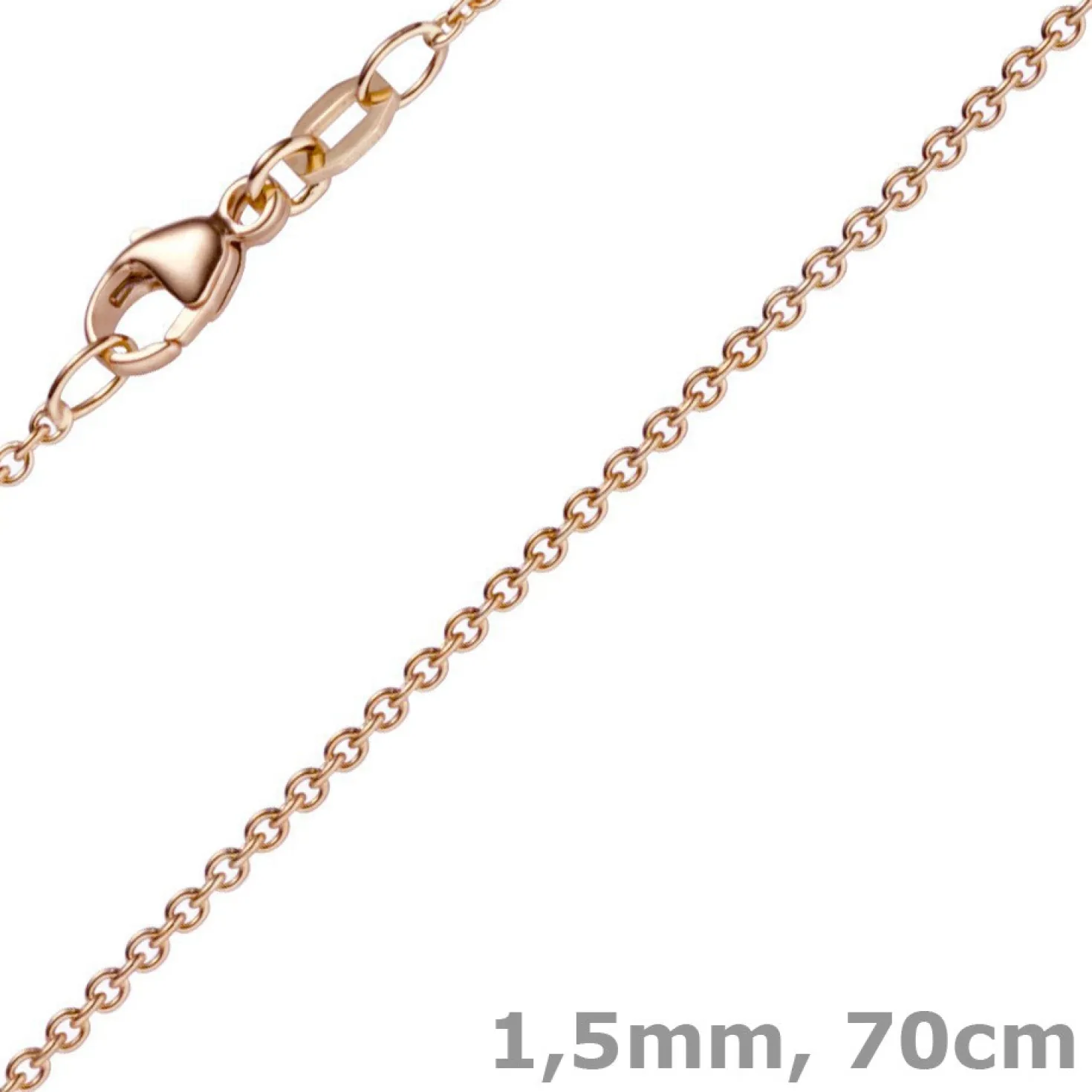 1,5mm Rund-Ankerkette aus 750 Gold Rotgold Kette Collier Halskette, 70cm