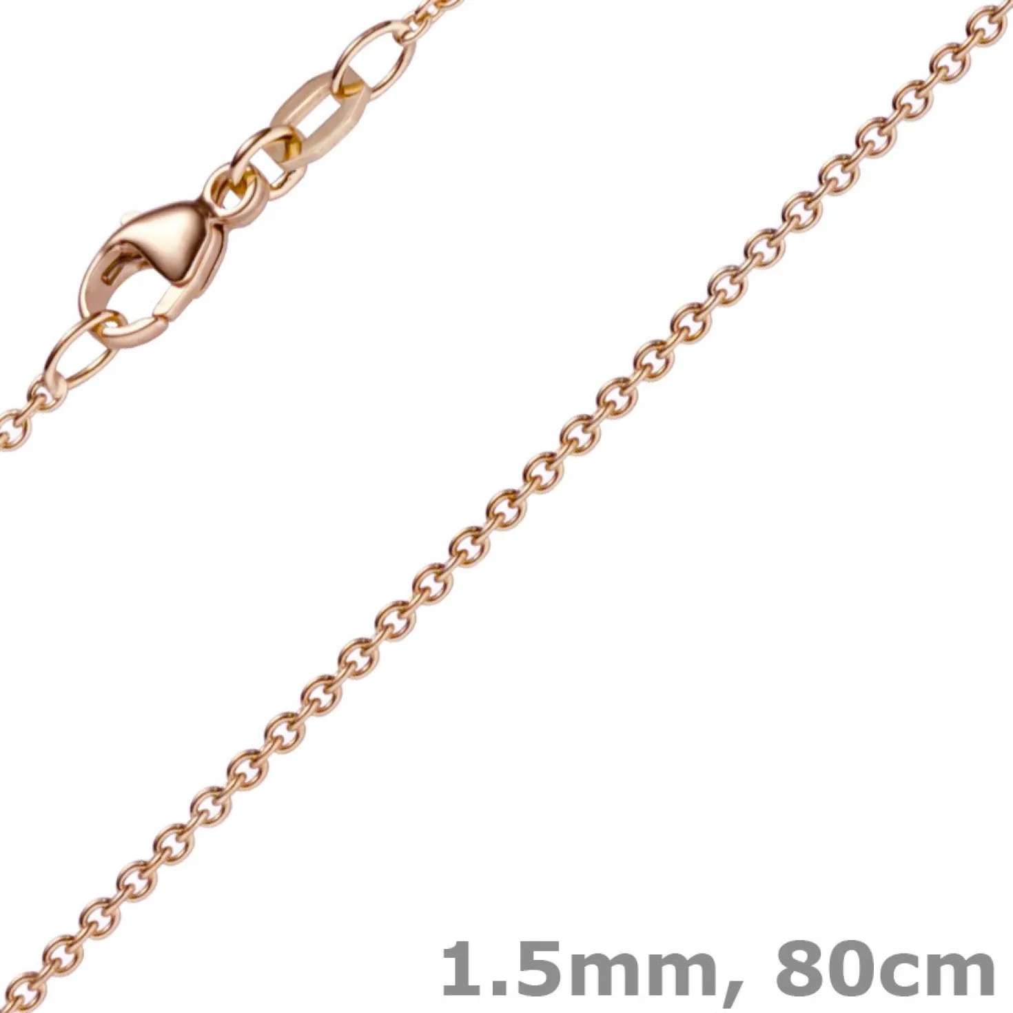 1,5mm Rund-Ankerkette aus 585 Gold Rotgold Kette Collier Halskette, 80cm