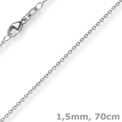 1,5mm Rund-Ankerkette aus 750 Gold Weißgold Kette Collier Halskette, 70cm