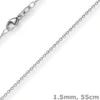 1,5mm Rund-Ankerkette aus 585 Gold Weißgold Kette Collier Halskette, 55cm