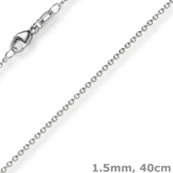1,5mm Rund-Ankerkette aus 585 Gold Weißgold Kette Collier Halskette, 40cm