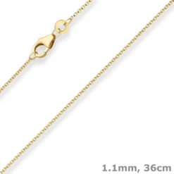 1,1mm Rund-Ankerkette Collier Halskette aus 375 Gold Gelbgold 36cm