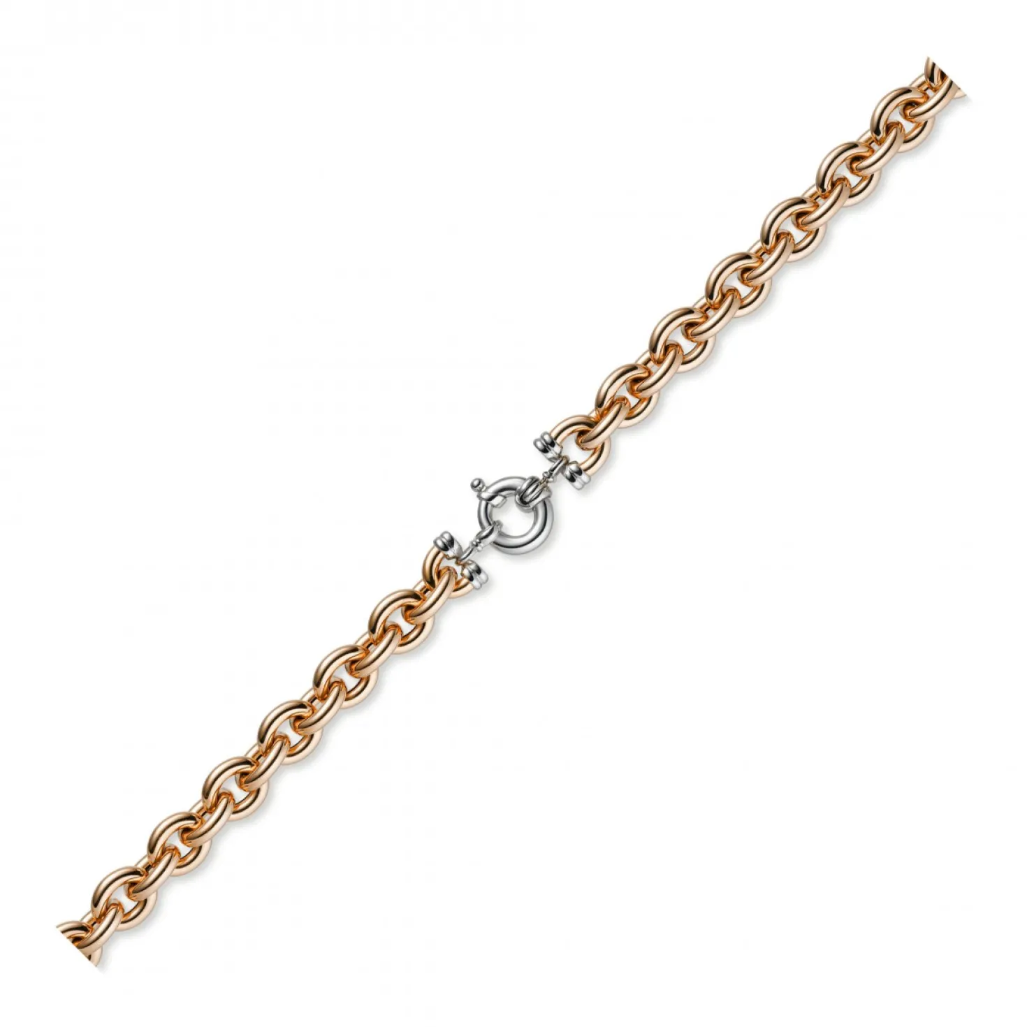 12mm Rundanker Kette Collier Halsschmuck 585 Gold Rotgold & Weißgold, 45cm