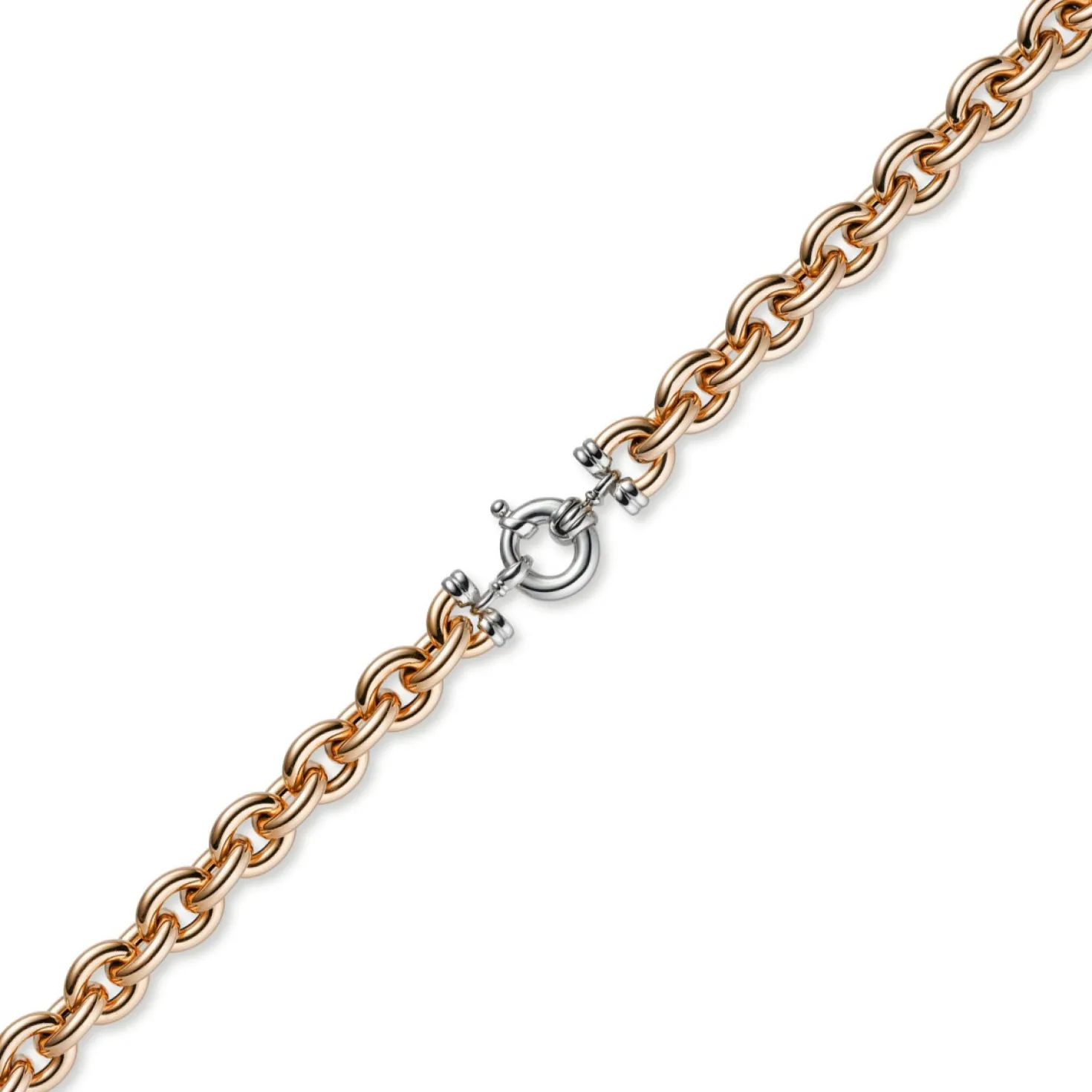 12mm Rundanker Kette Collier Halsschmuck 585 Gold Rotgold & Weißgold, 45cm