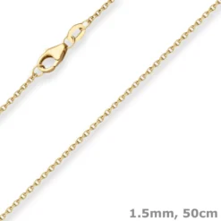 1,5mm Rund-Ankerkette Collier Halskette aus 375 Gold Gelbgold 50cm