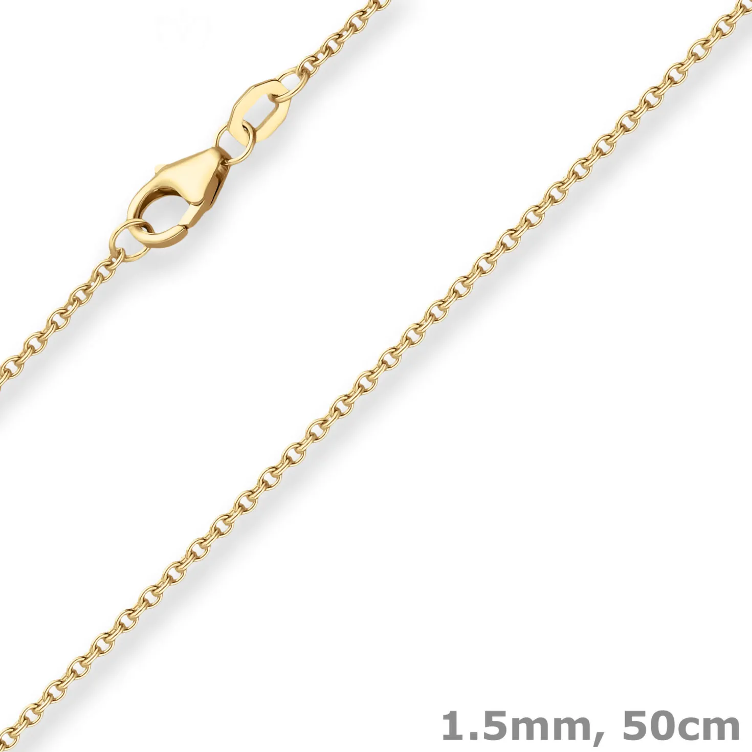 1,5mm Rund-Ankerkette Collier Halskette aus 375 Gold Gelbgold 50cm