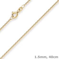 1,5mm Rund-Ankerkette Collier Halskette aus 333 Gold Gelbgold 40cm