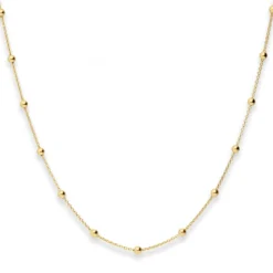 1,3mm Rund-Ankerkette Collier Kugel Halskette aus 585 Gold Gelbgold 45cm