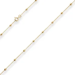 1,3mm Rund-Ankerkette Collier Kugel Halskette aus 585 Gold Gelbgold 45cm