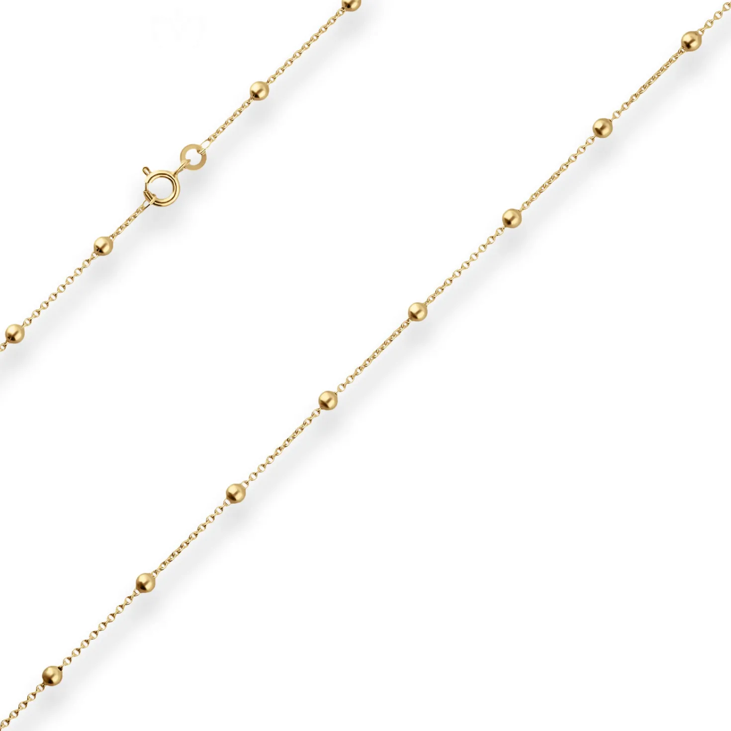 1,3mm Rund-Ankerkette Collier Kugel Halskette aus 585 Gold Gelbgold 45cm