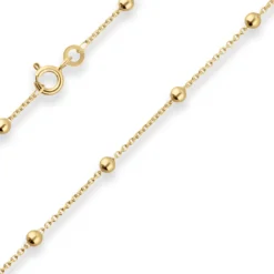 1,3mm Rund-Ankerkette Collier Kugel Halskette aus 333 Gold Gelbgold 45cm