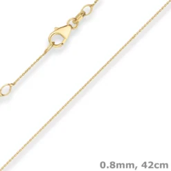 0,8mm Rund-Ankerkette Collier mit Zwischenöse aus 375 Gold Gelbgold 42cm