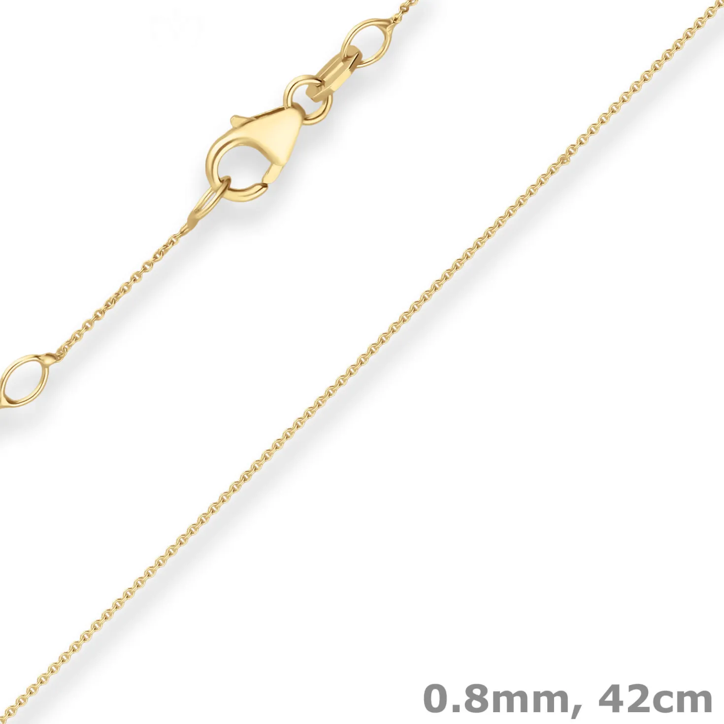 0,8mm Rund-Ankerkette Collier mit Zwischenöse aus 375 Gold Gelbgold 42cm