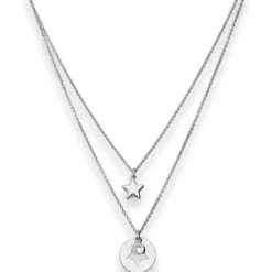 0,8mm Rund-Ankerkette Collier Sterne aus 925 Silber rhodiniert 38cm Zirkonia