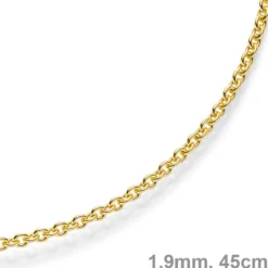 1,9mm Rund-Ankerkette 750 Gold Gelbgold Kette Collier Halskette, 45cm