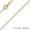 1,1mm Rund-Ankerkette 750 Gold Gelbgold Kette Collier Halskette, 80cm