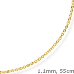 1,1mm Rund-Ankerkette 750 Gold Gelbgold Kette Collier Halskette, 55cm