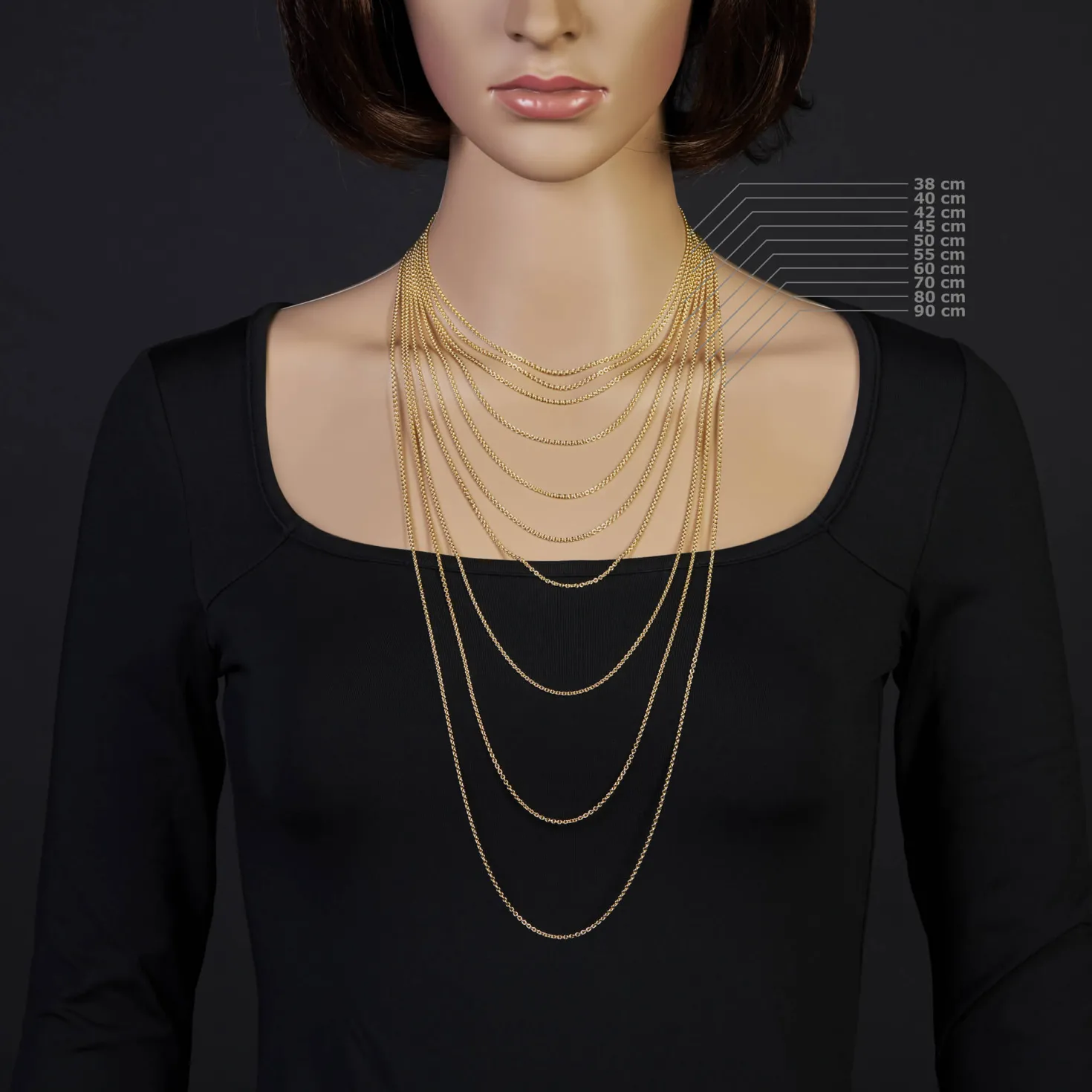 1,9mm Rund-Ankerkette 585 Gold Gelbgold Kette Collier Halskette 55cm