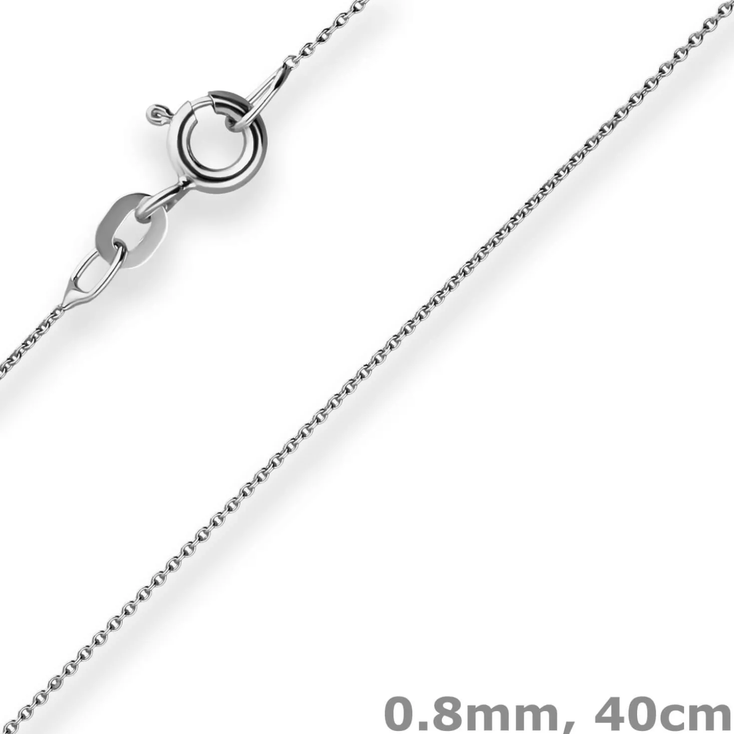 0,8mm Rund-Ankerkette Goldkette Collier Halskette aus 375 Gold Weißgold 40cm