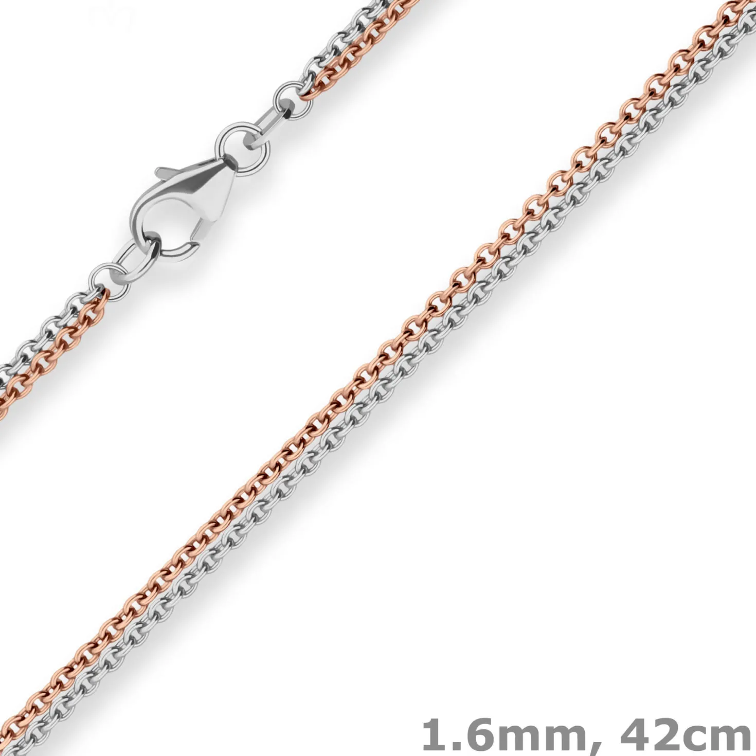 1,6mm Rund-Ankerkette Goldkette Collier Halskette aus 585 Gold rot/weiß 42cm