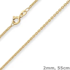 2mm Rund-Ankerkette Goldkette Collier Halskette aus 375 Gold Gelbgold 55cm