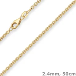 2,4mm Rund-Ankerkette Goldkette Collier Halskette aus 333 Gold Gelbgold 50cm