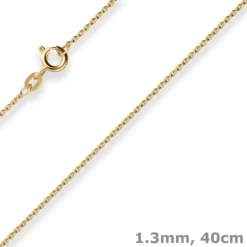1,3mm Rund-Ankerkette Goldkette Collier Halskette aus 585 Gold Gelbgold 40cm