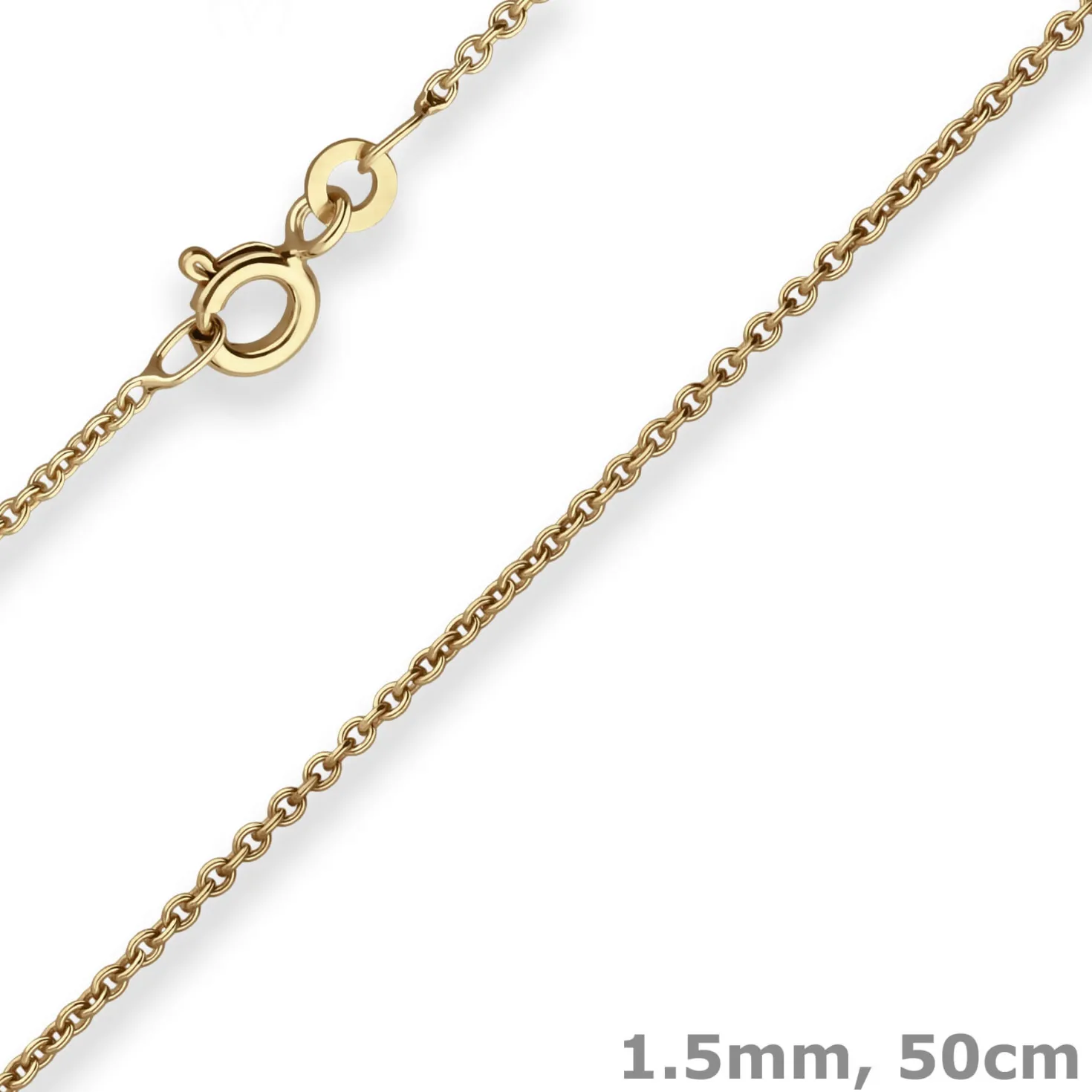 1,5mm Rund-Ankerkette Goldkette Collier Halskette aus 333 Gold Gelbgold 50cm