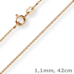 1,1mm Rund-Ankerkette 750 Gold Rotgold Kette Collier Halskette, 42cm